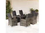 Stabli MöBel Set Di Mobili Da Giardino Set Di Mobili Da Balcone Set Di Bistrot Da Giardino 7 Pezzi Con Cuscini Grigio Poly Rattan - Set Di Mobili Da Giardino CC3405733 4Parcel