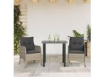 Pratico Set Di Mobili Da Giardino Set Di Mobili Da Balcone Set Da Pranzo Da 3 Pezzi Con Cuscini In Rattan Grigio Chiaro - Set Di Mobili Da Giardino ,Mobili Di Design 9726301 2Parcel
