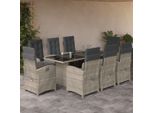 Set Di Mobili Da Giardino In Stile Elegante Set Di Mobili Da Balcone Set Da Pranzo Da Giardino 9 Pezzi Con Cuscini Grigio Chiaro Poly Rattan - Set Di Mobili Da Giardino Hommie1941421 5Parcel