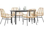 Design Nuovo Set Di Mobili Da Giardino Set Di Mobili Da Balcone 5 Pezzi Da Pranzo Con Cuscini Brown Poly Rattan Glass - GartenmöBelgarnituren MöBel2025 CHY8480543 3Parcel