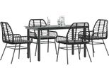 Design New Garden Furniture Set Mobili Da Balcone Set 5 Pezzi Da Pranzo Con Cuscini In Poly Rattan Nero Vetro - GartenmöBelgarnituren MöBel2025 CHY4231767 3Parcel