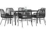 Best MöBel GartenmöBel Set BalkonmöBel-Set 7-Tlg. Garten-Essgruppe Mit Kissen Schwarz Poly Rattan Glas - Set Mobili Da Giardino Cloris Neu1844550 4Parcel