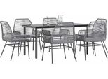 Design Nuovo Set Di Mobili Da Giardino Set Di Mobili Da Balcone 7 Pezzi Con Cuscini Grigio Poli Rattan Vetro - Set Di Mobili Da Giardino Mobili2025 CHY5905236 4Parcel