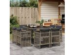 Set Di Mobili Da Giardino In Stile Elegante Set Di Mobili Da Balcone Set Da Pranzo Da Giardino 9 Pezzi Con Cuscini Grey Poly Rattan - Set Di Mobili Da Giardino Hommie2643227 3Parcel