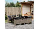 Set Di Mobili Da Giardino Durevoli Set Di Mobili Da Balcone Set Da Pranzo Da Giardino 9 Pezzi Con Cuscini, Grigio, Polyrattan - Set Di Mobili Da Giardino Octo9141899 4Parcel