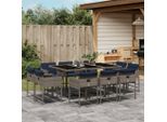 Best MöBel Set Mobili Da Giardino Set Mobili Da Balcone Set Da Pranzo Da Giardino 11 Pezzi Con Cuscini, Grigio, Polyrattan - Set Mobili Da Giardino Cloris New1524316 4Parcel