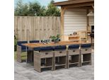 2025 Set Di Mobili Da Giardino Moderni Set Di Mobili Da Balcone Set Da Pranzo Da Giardino Da 9 Pezzi Con Cuscini, Grigio, Polyrattan - Set Di Mobili Da Giardino, Design 1594639 4Parcel