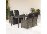 Set Di Mobili Da Giardino Semplice Set Di Mobili Da Balcone 5 Pezzi Bistrot Da Giardino Con Cuscini Grigio Poly Rattan - Set Di Mobili Da Giardino DE4365498 3Parcel