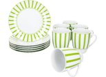 Split Verde Set Da Colazione 12 Pezzi Porcellana Piatti A Righe Tazze