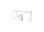Schreibtisch-Set Muenchen 160X80 Cm Weiß Glasplatte & Container
