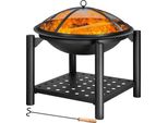 Deuba Braciere Rotondo Ø 55Cm Attizzatoio Parascintille Ripiano Portaoggetti Camino Giardino Stufa