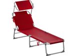 Casaria® Lettino Prendisole Pieghevole 195X60X30Cm Acciaio Resistente Carico Max 150Kg Tettuccio Parasole Sdraio Da Giardino