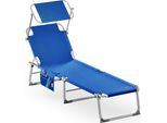 Casaria® Lettino Ibiza 190X59Cm Carico Max 150 Kg Pieghevole Sdraio Alluminio Prendisole Mare Giardino Con Tettuccio Trasportabile