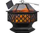 Gardebruk® Braciere Esagonale 70X60,5Cm Acciaio Parascintille Attizzatoio Bracieri Esterno Giardino