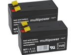 Pb Batteria Ricaricabile 2X Multipower MP1,2-12 - 12V 1,2Ah