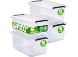 Deuba® 4X Contenitore Trasparente 5L Con Coperchio Bpa Free Scatole Impilabili Scatola Organizer Cucina Congelatore Contenitori Plastica Box Frigo