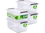Deuba® 4X Contenitore Trasparente 2L Con Coperchio Bpa Free Scatole Impilabili Scatola Organizer Cucina Congelatore Contenitori Plastica Box Frigo