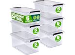 Deuba® 6X Contenitore Trasparente 5L Con Coperchio Bpa Free Scatole Impilabili Scatola Organizer Cucina Congelatore Contenitori Plastica Box Frigo