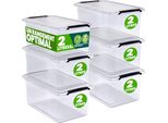 Deuba® 6X Contenitore Trasparente 2L Con Coperchio Bpa Free Scatole Impilabili Scatola Organizer Cucina Congelatore Contenitori Plastica Box Frigo