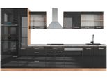 Vicco Cucina Componibile R-Line, 350 Cm Con Armadio Alto, Pt Marmo, Antracite Lucido/Oro Power Oak