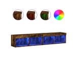 Syfax™ Mobili Porta Tv Con Luci Led 2 Pz Rovere Fumo 80X30X30 Cm