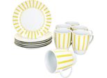 Split Giallo 12 Pezzi Set Da Colazione Porcellana Piatti A Righe Tazze