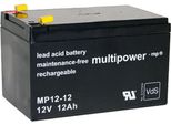 Batteria Al Piombo Amz Multipower MP12-12 Pb 12V 12Ah Vds G114091, Faston 4,8