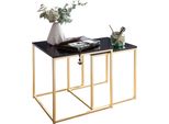 Finebuy Tavolino Chur Tavolino Mdf / Metallo Set Di 2 Tavolini Tavolino Da Salotto Tavolino In Metallo Con Piano In Legno Tavolino Portaoggetti Moderno
