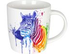 KöNitz Watercoloured Animals Zebra Becher, Kaffeebecher, Kaffeetasse, Kaffee Tasse, Teetasse, Porzellan, Bunt, 350 Ml, 11 7 275 2292