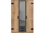 Armadio Liverpool A 3 Ante Con Specchio In Rovere / Grafite