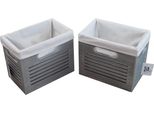 2 Cestini Portaoggetti Cestini Portaoggetti Cestino Per Scaffali In Legno Mdf Grigio Ghiaccio Con Coperchio Maniglie 27X17 H.22