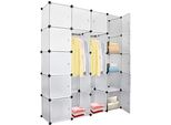 Einfeben 20 Cubi Sistema Di Scaffalatura Fai Da Te Armadi Guardaroba Armadio Aperto In Plastica Con Porte Armadio Bianco 180 * 142 * 37CM
