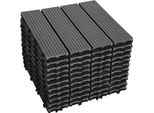 Fiqops Wpc Decking Piastrelle Decking Board Look Legno 30X30Cm, 11 Pezzi = 1M² Piastrella Pavimento Piastrella Click Con Sistema Click Rivestimento Pavimento Antracite