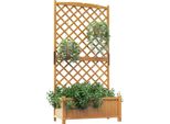 Costway Traliccio Con Fioriera In Legno Di Abete, Fioriera Per Piante Rampicanti, Letto Rialzato Con Traliccio E Foro Di Drenaggio, Vaso Da Fiori Per Giardino, Balcone, Traliccio Da Giardino Per Piante Rampicanti