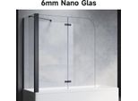 Sonni Attacco Per Vasca Pieghevole Nero 120X140Cm Nano Glass Esg 6Mm Cabina Doccia Per Vasca Con Pannello Laterale 70X140 Cm