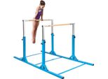 Parallele Da Ginnastica Costway, Parallele Da Ginnastica Regolabili In Altezza E Larghezza, Barra Orizzontale Con Portata Fino A 100 Kg, Barre Di Allenamento Per Bambini Dai 6 Ai 12 Anni Blue