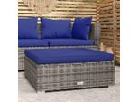 The Living Store Sgabello Da Giardino Con Cuscino Grigio 70X70X30 Cm Poly Rattan