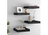 The Living Store Mensole Galleggianti A Parete 4 Pezzi Nero 23X23,5X3,8Cm Mdf
