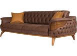 Divano A Tre Posti Lusso Chesterfield In Pelle Marrone Design Soggiorno