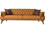 Divano A Tre Posti Moderno Chesterfield In Pelle Giallo Design Soggiorno