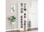 The Living Store Scarpiera Bianca 54X34X183 Cm Materiale Legno