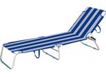 Marbueno Sdraio Pieghevole In Alluminio A Righe Blu E Bianche Per Spiaggia E Piscina 187X58X24 Cm 10364