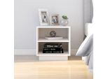 The Living Store Comodino Bianco 40X34X40 Cm In Legno Di Pino Massiccio
