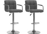 The Living Store Sgabello Da Bar 2 Pezzi. Tessuto Grigio Chiaro