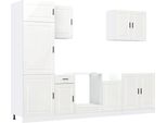 Vidaxl Set Di Armadietti Da Cucina 7 Pezzi Porto In Legno Bianco Lucido