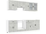 Vidaxl Set Di Armadietti Da Cucina 8 Pezzi Porto Cemento Grigio Materiale A Base Di Legno