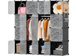 Aopunly Sistema Di Scaffalatura Guardaroba Fai Da Te Scarpiera 16 Cubi Di Plastica Appendiabiti, 140X140X35Cm Bianco E Nero