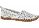Rieker Donna Scarpa Slip-On Mocassino In Pelle Motivo Traforato Elastico M2851, Misura:37 Eu, Colore:Bianco