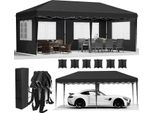 Tenda Gazebo Pieghevole Per Feste - Pop Up 3X6 M - Montaggio Rapido Con Un Solo Gesto - Struttura In Alluminio - Hdpe, Rivestimento Inpoliuretano- Impermeabile - 4 Pareti Laterali - Nero