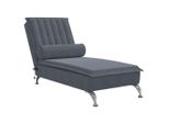 Chaise Longue Da Massaggio Con Bolster In Velluto Grigio Scuro